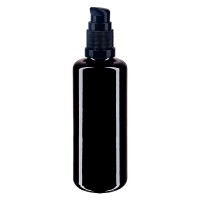 Frasco de vidrio violeta de 50 ml con tapón con dosificador negro Frasco de vidrio violeta de 50 ml con tapón con dosificador negro
