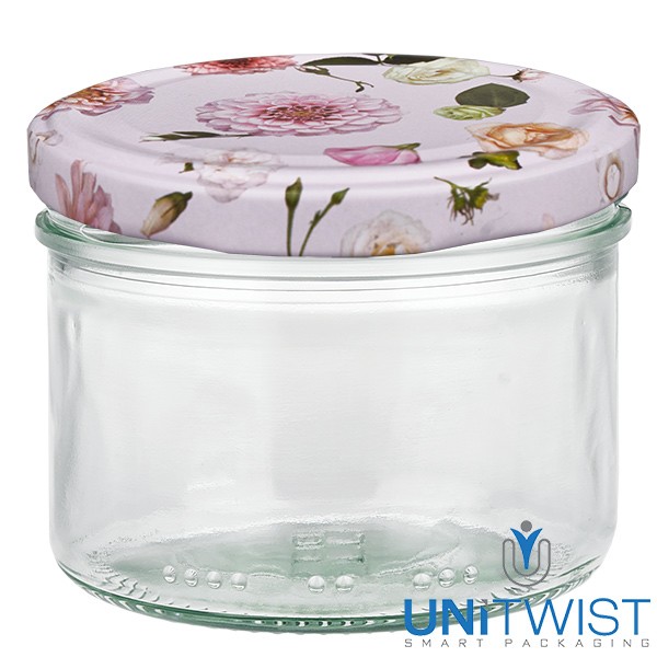 Vaso cilíndrico de 230 ml + tapa BasicSeal Flor rosa