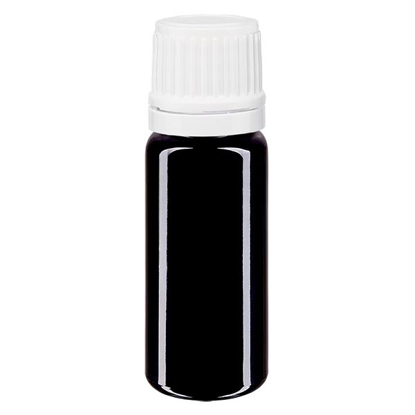 Frasco de farmacia violeta, 10 ml, tapón de rosca blanco, con precinto de originalidad