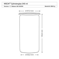 Vista previa: Tarro cilíndrico WECK de 340 ml, parte inferior Vista previa: Tarro cilíndrico WECK de 340 ml, parte inferior