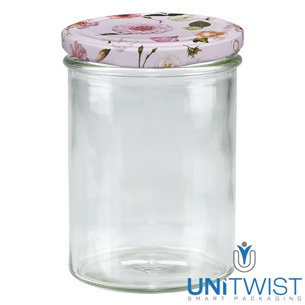 Vaso de 435 ml + tapa BasicSeal rosa flor UNiTWIST®