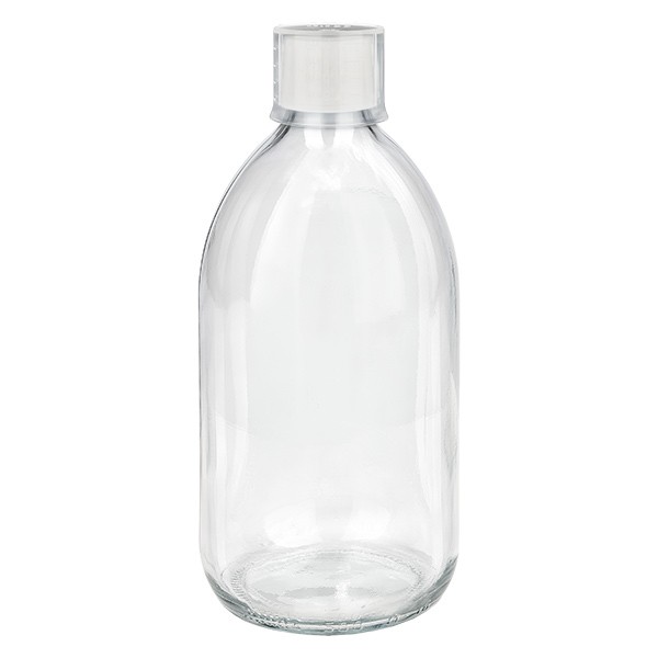 Frasco medicamento 200ml transparente con vaso dosificador