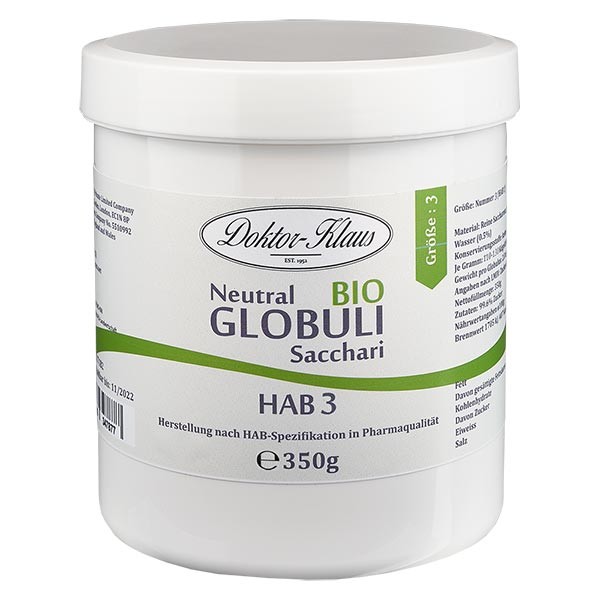 Glóbulos neutrales ecológicos, 350 g, HAB3, 100 % sacarosa pura