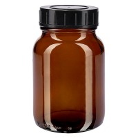 Frasco de cuello ancho de 250 ml, vidrio ámbar con tapa de rosca Frasco de cuello ancho de 250 ml, vidrio ámbar con tapa de rosca