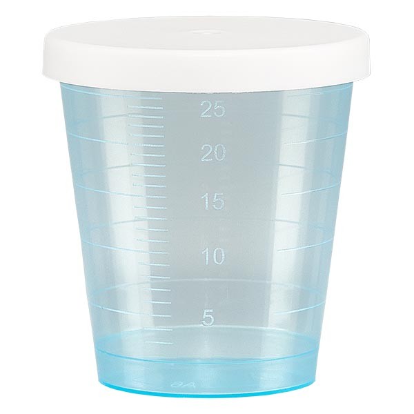 Vaso para medicación de 30 ml con tapa a presión (vaso para medicina/vaso de chupito), color azul