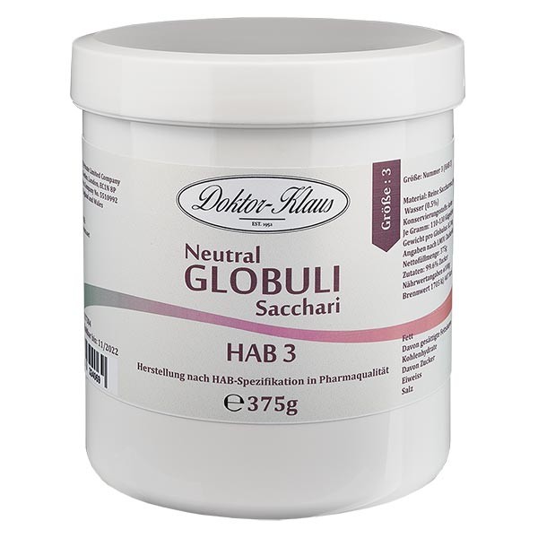 Glóbulos neutrales, 375 g, HAB3, 100 % sacarosa pura