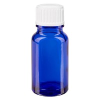 Frasco de farmacia azul, 10 ml, tapón de rosca blanco, glóbulos, estándar Frasco de farmacia azul, 10 ml, tapón de rosca blanco, glóbulos, estándar