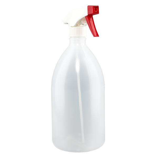 Frasco de laboratorio de cuello estrecho, 1000 ml, con pulverizador