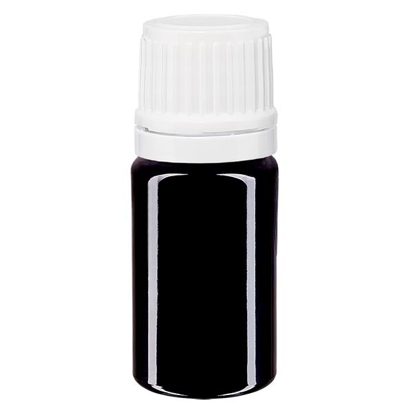 Frasco de farmacia violeta, 5 ml, tapón gotero blanco, 1,2 mm, con precinto de originalidad