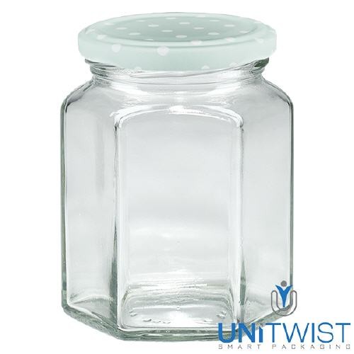 288 ml Hexaglas + tapa BasicSeal con puntos menta UNiTWIST®