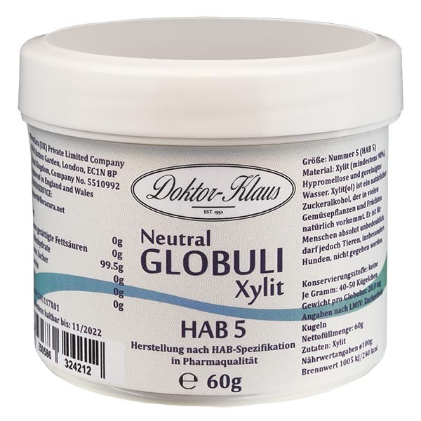 Glóbulos neutrales, 60 g, HAB5, de xilitol (sin azúcar)