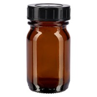 Frasco de cuello ancho de 30 ml, vidrio ámbar con tapa de rosca Frasco de cuello ancho de 30 ml, vidrio ámbar con tapa de rosca