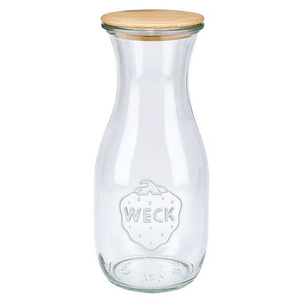 Botella para zumos WECK de 530 ml con tapa de madera