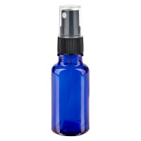 Frasco de vidrio azul de 20 ml con atomizador negro Frasco de vidrio azul de 20 ml con atomizador negro