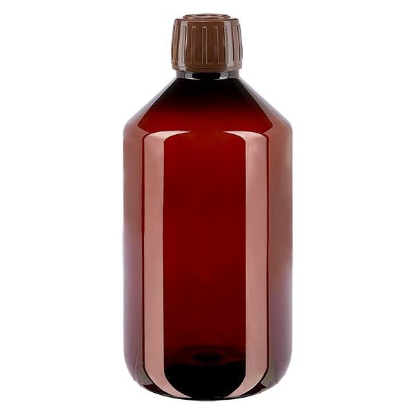 Frasco de medicina de PET de 500 ml con tapón marron