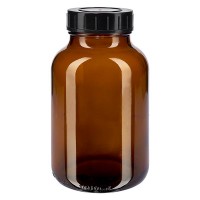 Frasco de cuello ancho de 1000 ml, vidrio ámbar con tapa de rosca Frasco de cuello ancho de 1000 ml, vidrio ámbar con tapa de rosca
