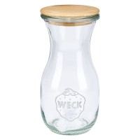 Botella de zumo WECK de 290 ml con tapa de madera Botella de zumo WECK de 290 ml con tapa de madera