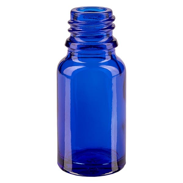 Frasco cuentagotas, 10 ml, ND18, vidrio azul, vidrio de farmacia