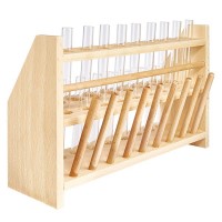 Vista previa: Gradilla de madera para tubos de ensayo, con 18 tubos de ensayo de vidrio de sosa y cal, 100 x 12 Vista previa: Gradilla de madera para tubos de ensayo, con 18 tubos de ensayo de vidrio de sosa y cal, 100 x 12