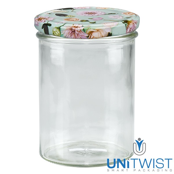 Vaso de 435 ml + tapa BasicSeal Flor menta UNiTWIST®