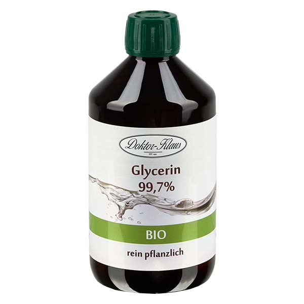 Glicerina ecológica 99,7 % en frasco PET ámbar de 500 ml con precinto de originalidad - E 422