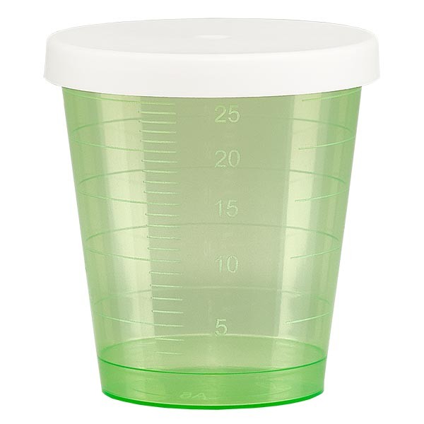 Vaso para medicación de 30 ml con tapa a presión (vaso para medicina/vaso de chupito), color verde