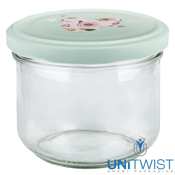 Vaso de 260 ml + tapa BasicSeal corazón menta UNiTWIST®