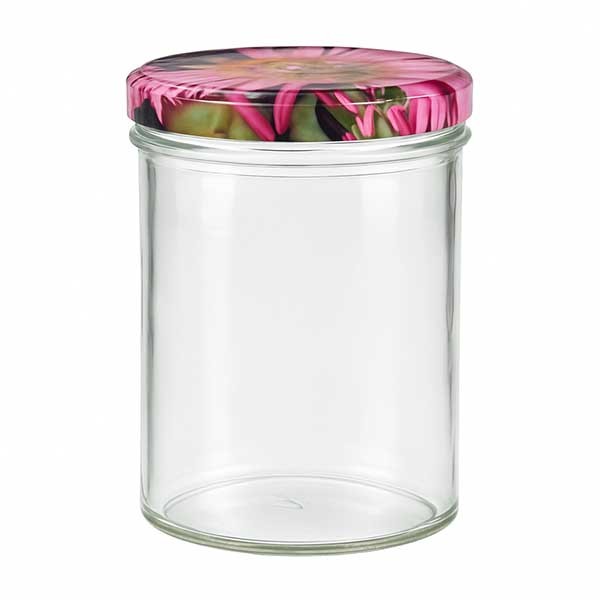 Vaso de 435 ml + tapa BasicSeal decoración de flores UNiTWiST