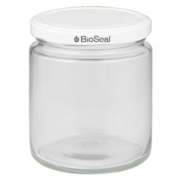 Tarro para miel de 350 g con tapa blanca BioSeal UNiTWIST