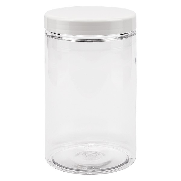 Bote de rosca de PET de 400 ml, transparente, con tapa blanca