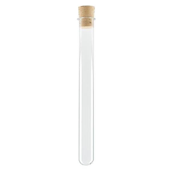 Tubo de ensayo 160x15 mm vidrio de borosilicato, reborde con tapón de corcho
