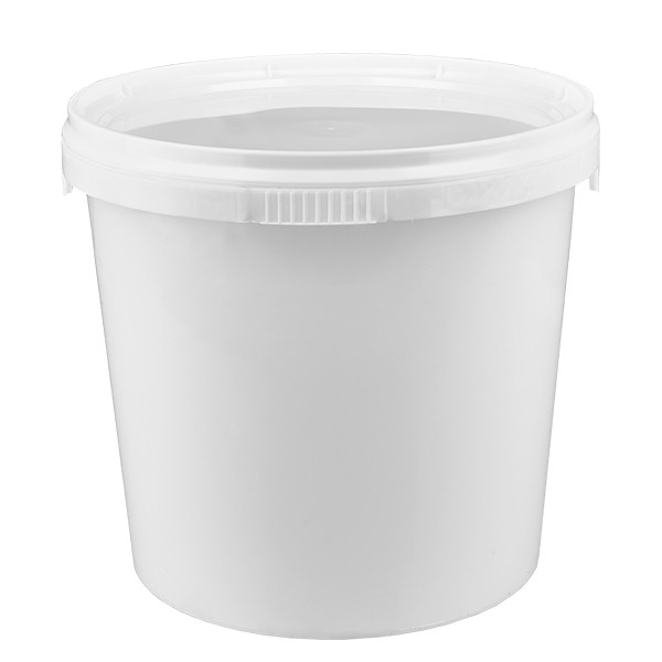 Cubo de 1 litro de plástico PP blanco con tapa
