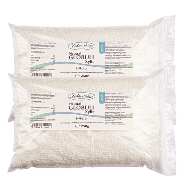 Glóbulos neutrales, 2,5 kg, HAB5, de xilitol (sin azúcar) (2 x 1,25 kg)