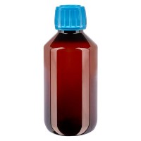 Frasco de medicina de PET de 200 ml con tapón azul Frasco de medicina de PET de 200 ml con tapón azul