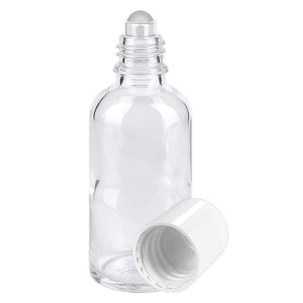 Frasco de vidrio para desodorante, transparente, 50 ml, roll-on para desodorante vacío