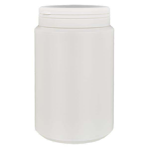 Bote para pastillas de 1000 ml, blanco, con jaycap y precinto de originalidad, blanco