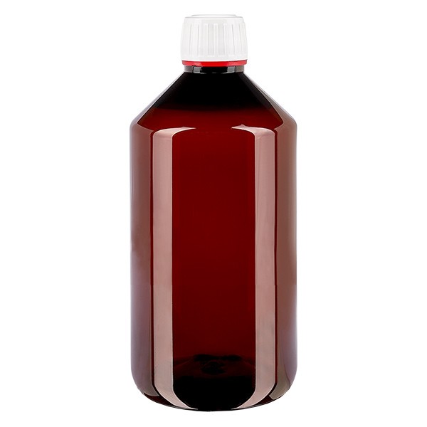 Botella PET 750ml con tapón blanco/rojo OV