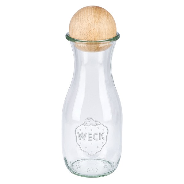 Botella para zumos WECK de 530 ml con bola de madera