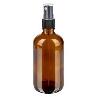 Frasco de vidrio ámbar de 100 ml con atomizador negro Frasco de vidrio ámbar de 100 ml con atomizador negro