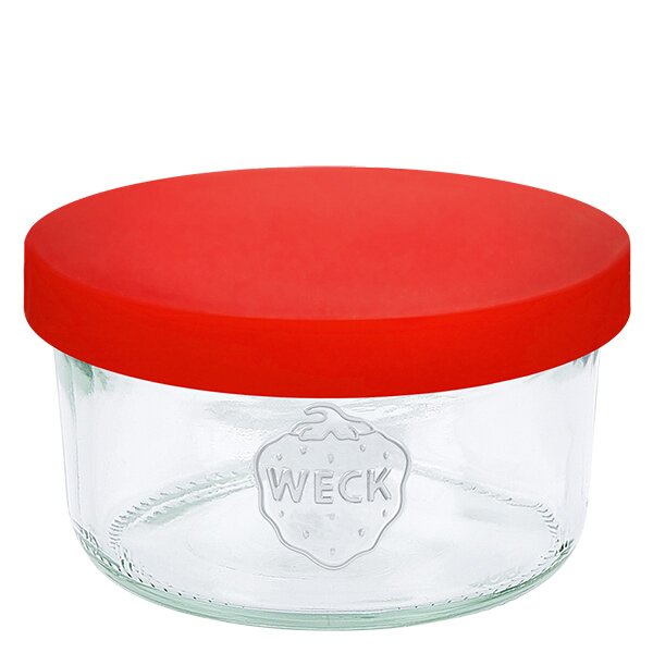 Vaso 165ml WECK RR80 con tapa silicona rojo