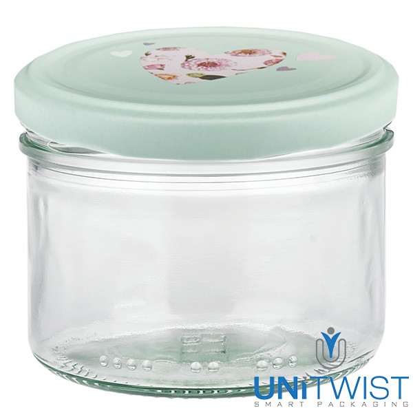 Vaso cilíndrico de 230 ml + tapa BasicSeal corazón menta