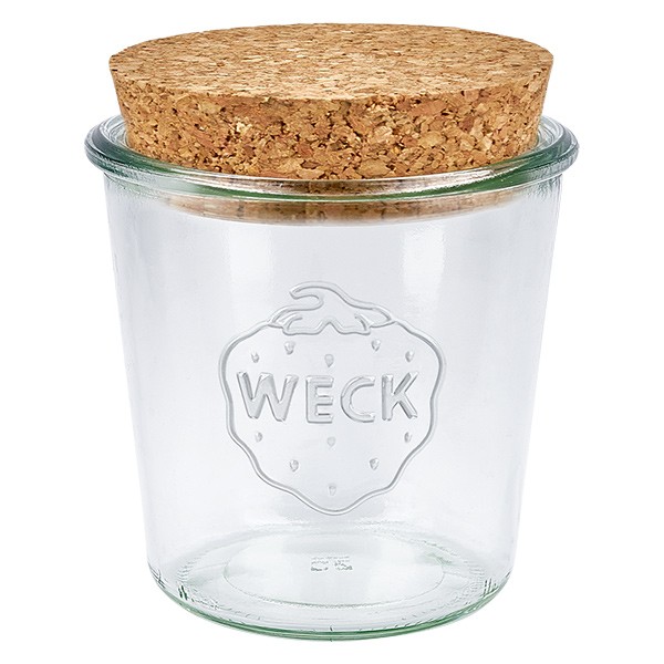 Vasos de 580ml WECK RR100 con corcho natural