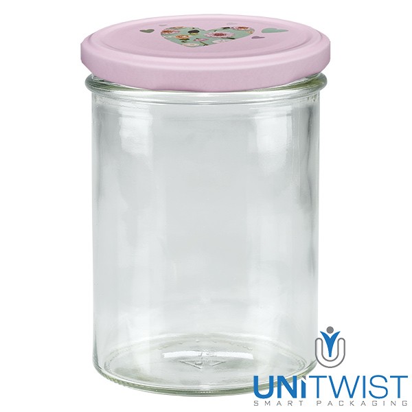 Vaso de 435 ml + tapa BasicSeal Corazón rosa UNiTWIST®