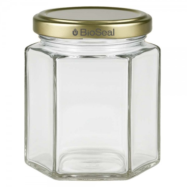 Tarro para miel de 250 g con tapa dorada BioSeal UNiTWIST