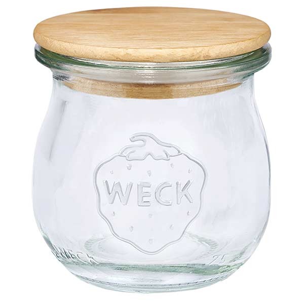 Tarro tulipa mini WECK de 75 ml con tapa de madera