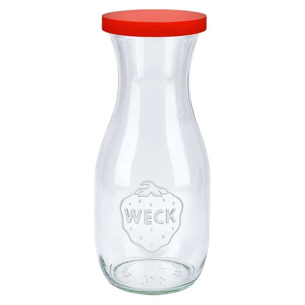 Botella para zumo de 530 ml WECK RR60 con tapa de silicona roja