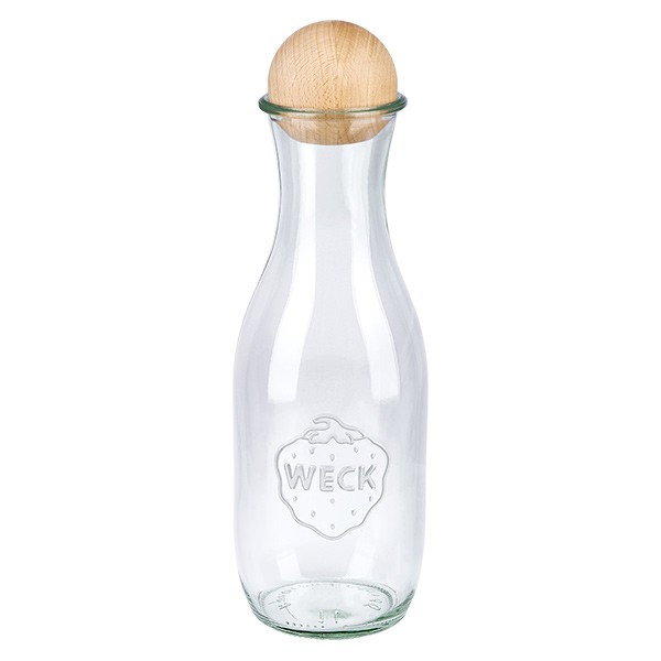 Botella para zumos WECK de 1062 ml con bola de madera