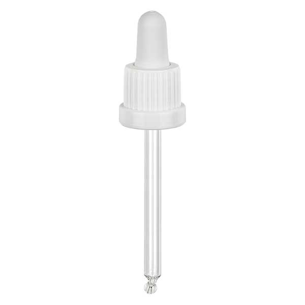 Pipeta cuentagotas de vidrio blanco/blanco 18 mm PL78 precinto de originalidad