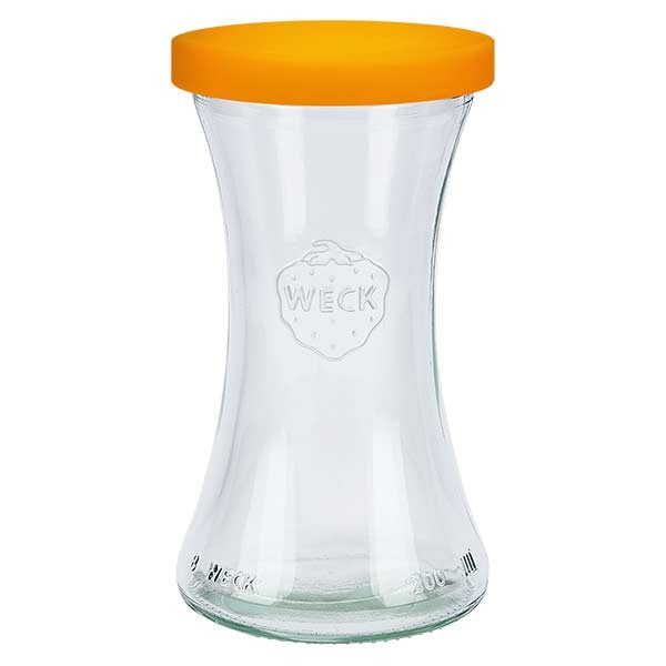 Tarro para delikatessen WECK de 200 ml RR60 con tapa de silicona, color naranja