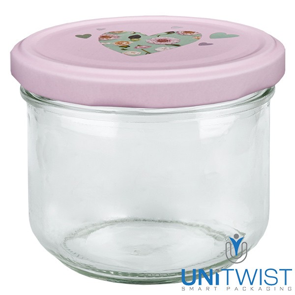 Vaso de 260 ml + tapa BasicSeal corazón rosa UNiTWIST®